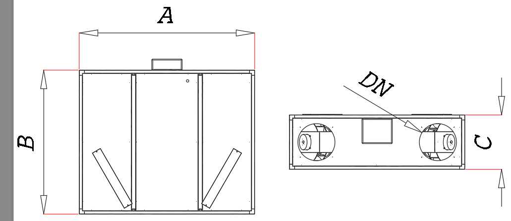 Disegno dimensionale EVNR 90