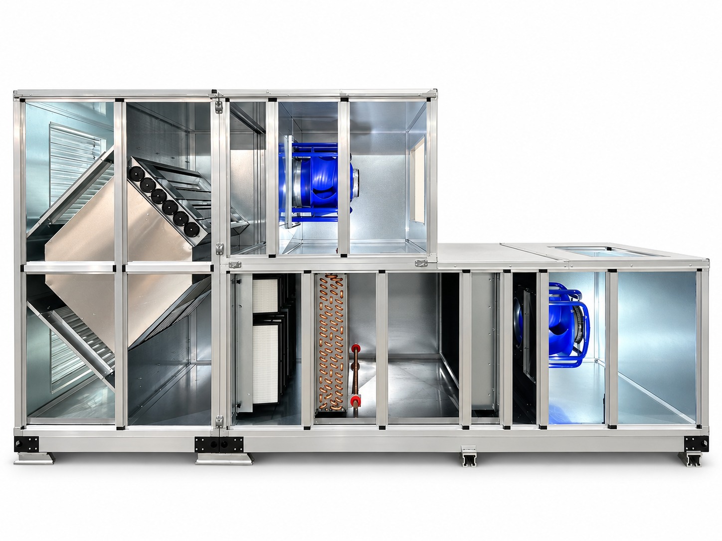 Unità di trattamento aria EMC EVACCLIMA con sezioni interne visibili
